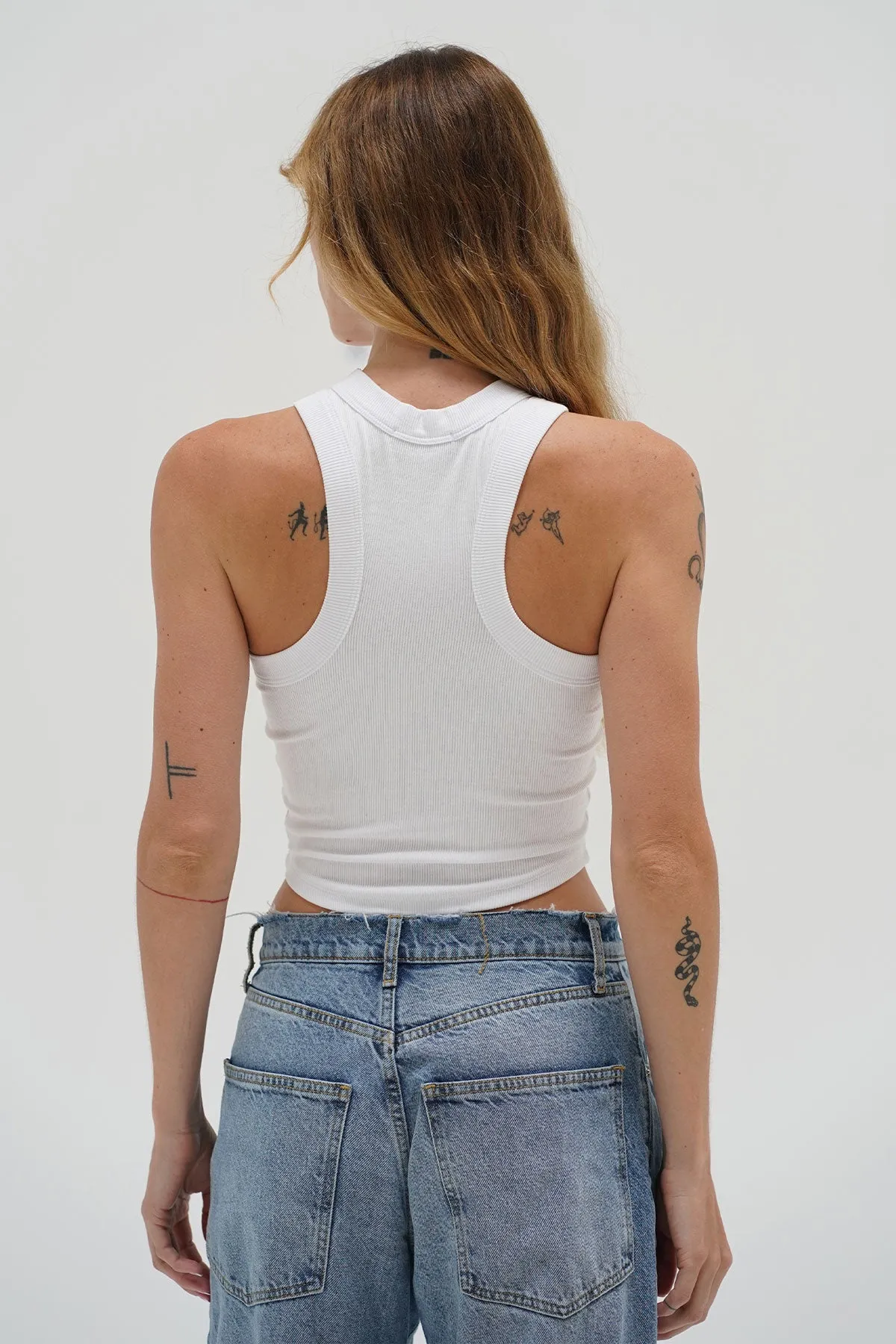 Detra Ribbed Tank - White