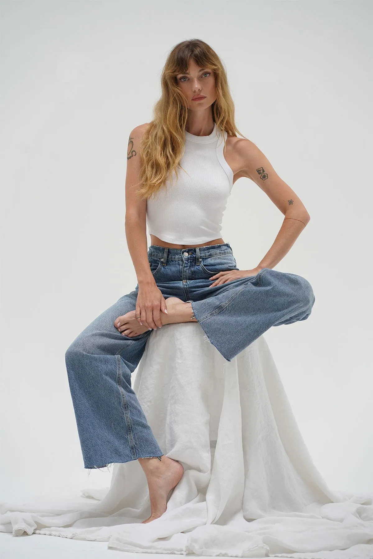 Detra Ribbed Tank - White