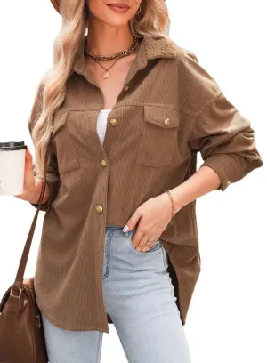 Dokotoo Womens Fall Shacket Jacket Boyfriend Shirt Flannel Jacket Oversized Long Sleeve Button Up Shirt with Pocket 2024 Womens Fashion Clothing Loose Tunic Blouses Tops Large