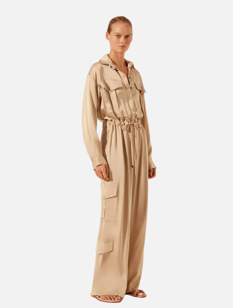 Drawstring Utility Jumpsuit - Oat