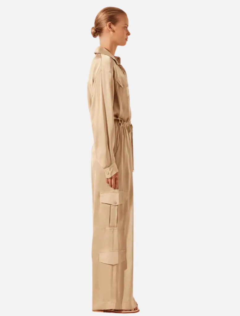 Drawstring Utility Jumpsuit - Oat
