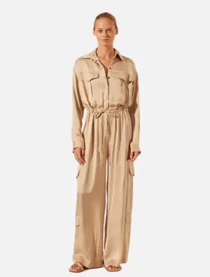 Drawstring Utility Jumpsuit - Oat