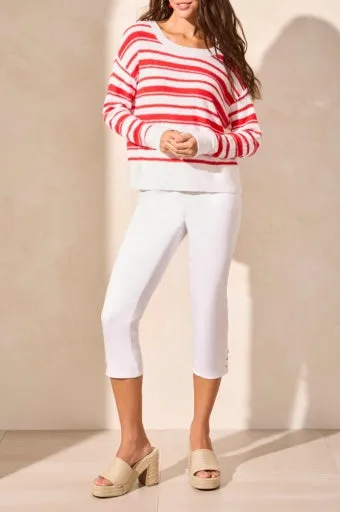Drop-Shoulder Stripe Crew Neck Sweater