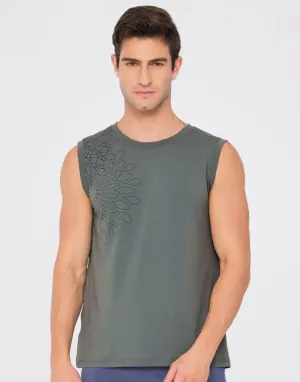 easyoga Bertii Men's Manuscript Tank - G09 Dark Gray Green