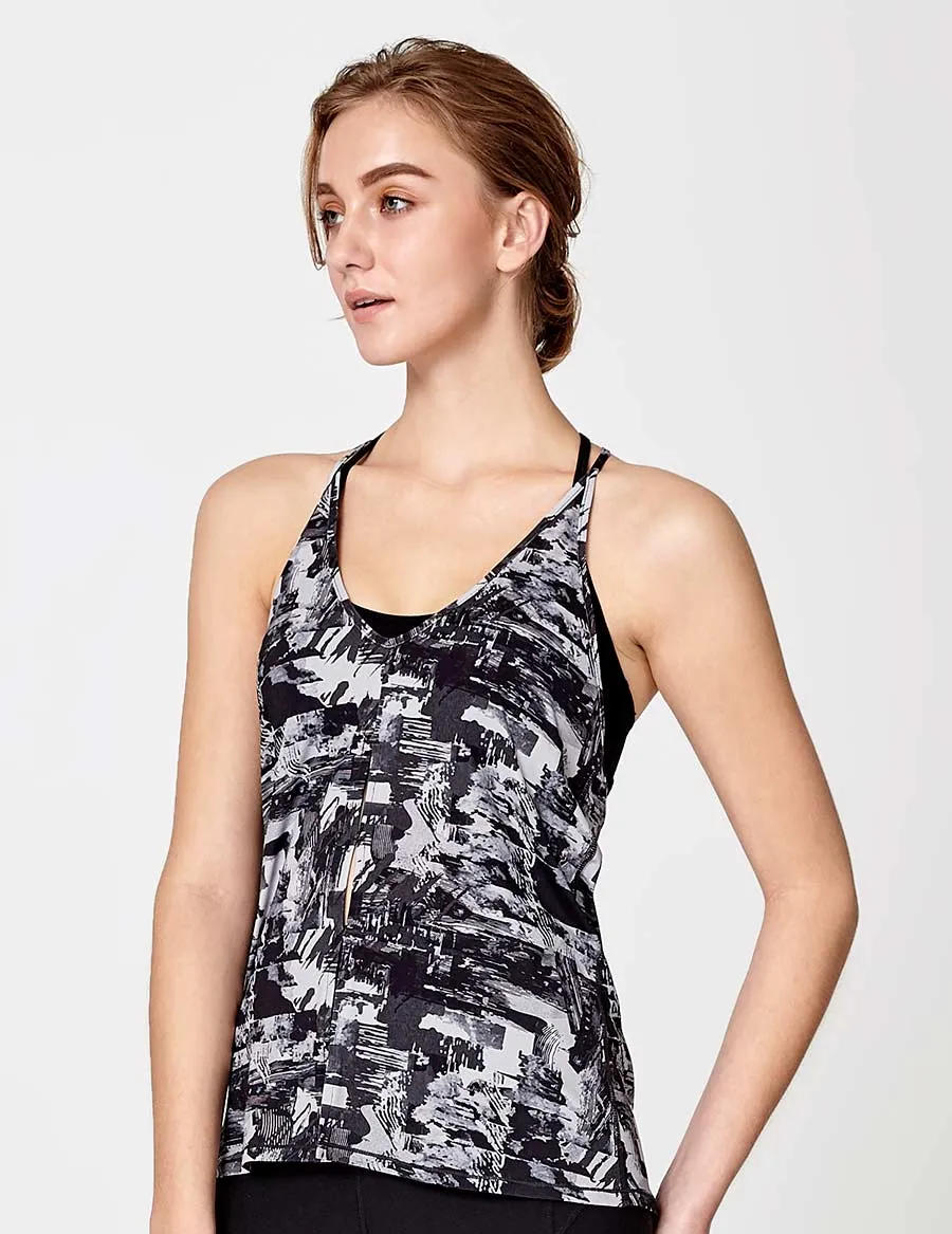 easyoga LA-VEDA Twins Cross Bralet  Tank - FA1 Montage Gray