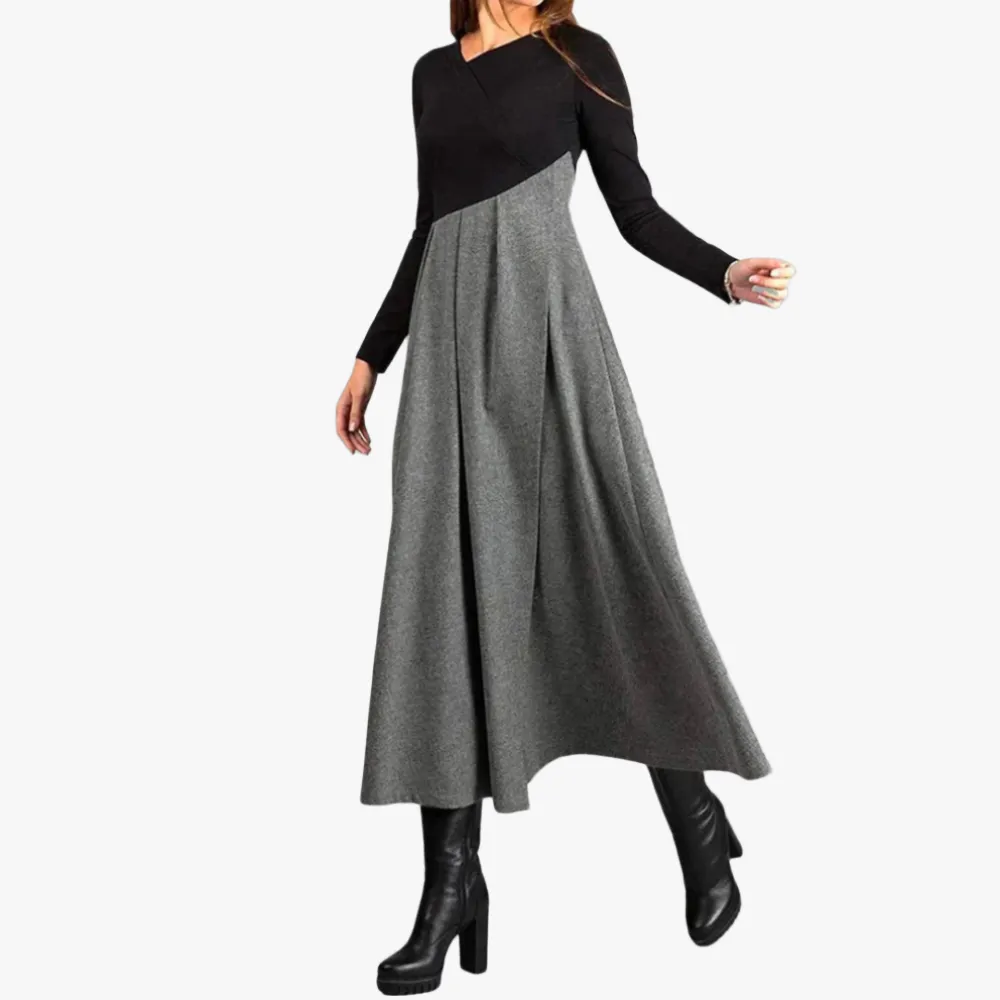 Elegant A-Line Dress with Cut-Out Neckline