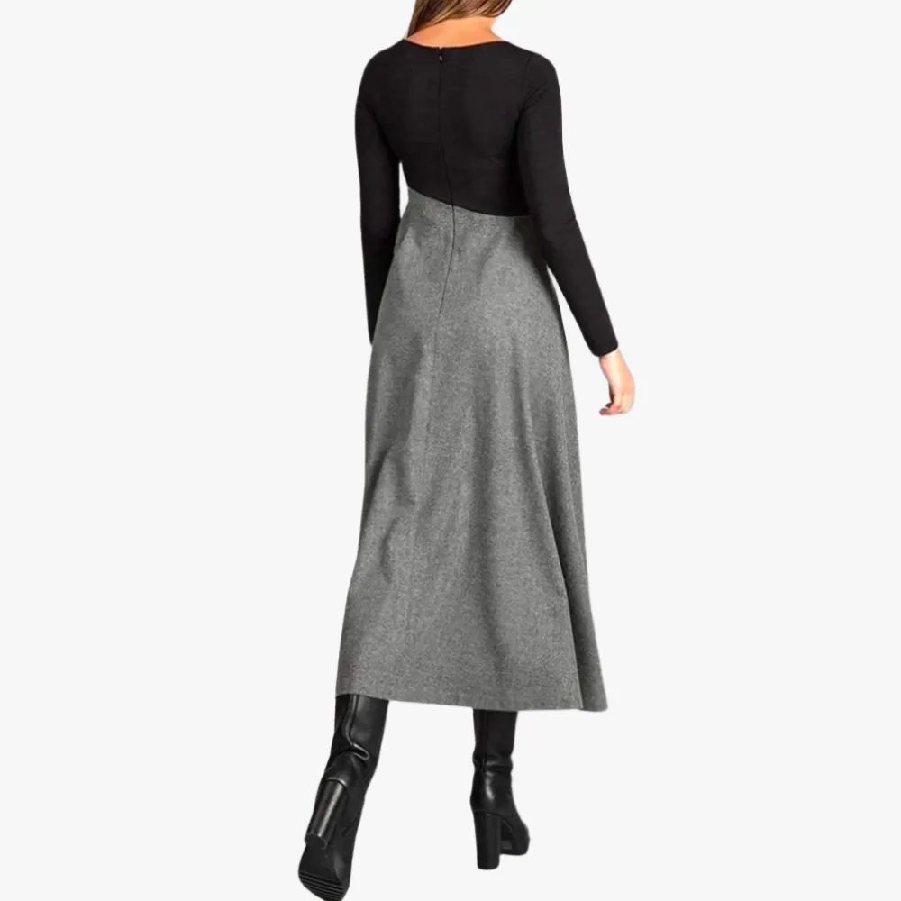 Elegant A-Line Dress with Cut-Out Neckline