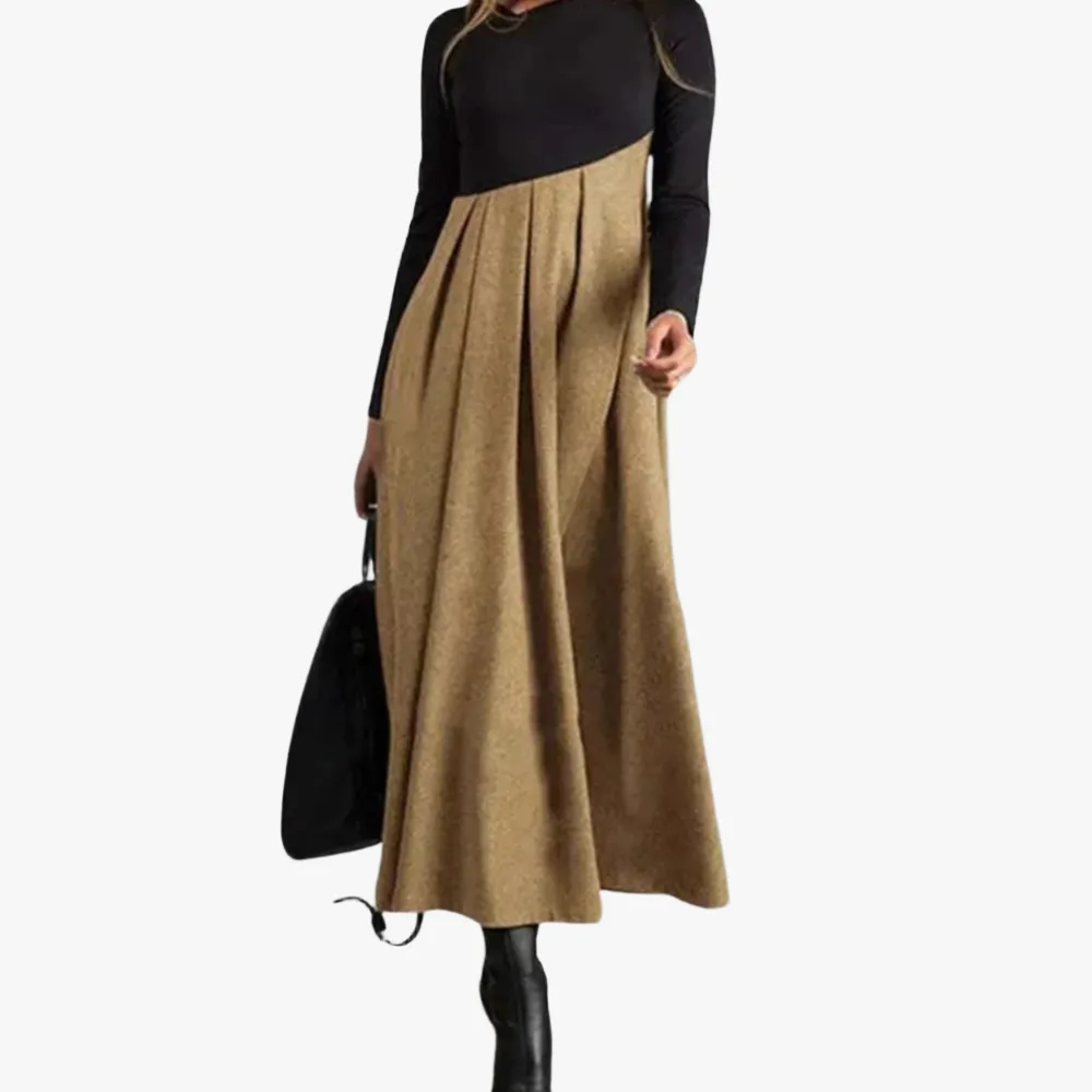 Elegant A-Line Dress with Cut-Out Neckline