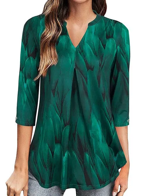 Elegant Floral Print Office Shirts Women Blouses