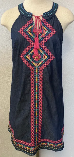 EMBROIDERED A-LINE BODICE DRESS