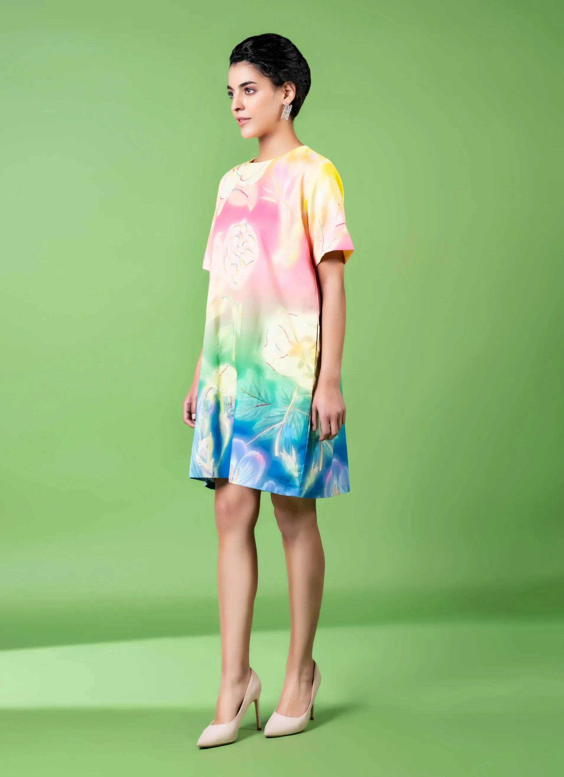 Evening bloom embroidered dress