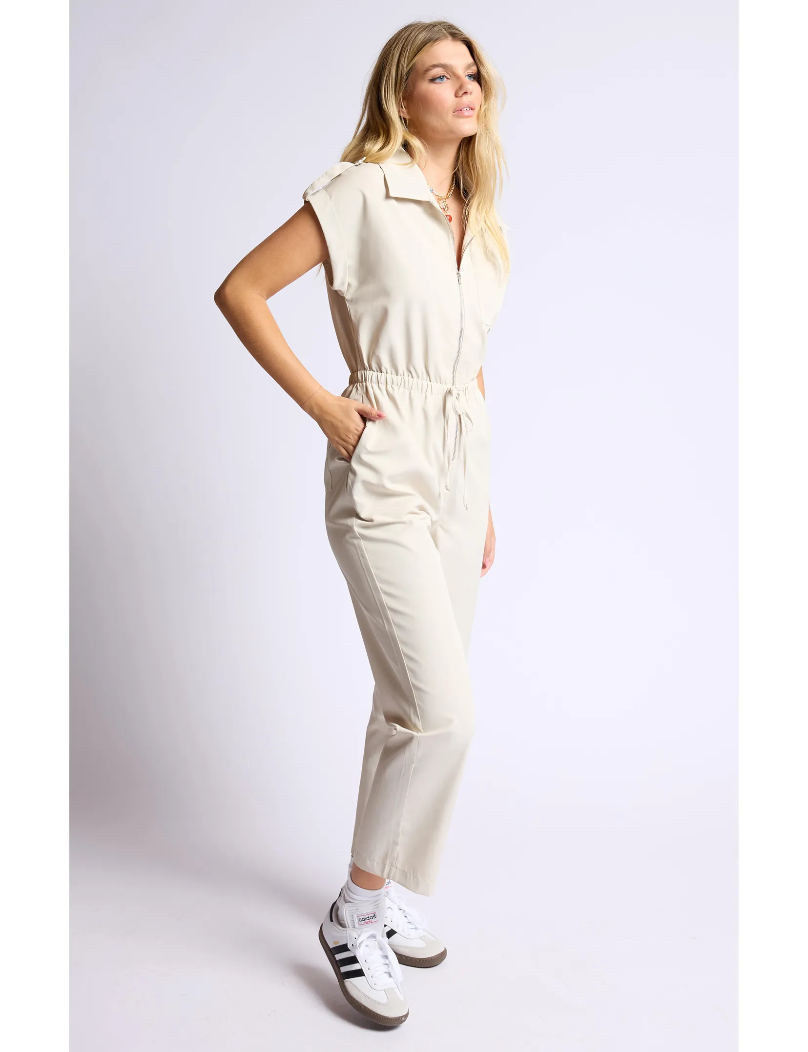 Farm Fresh Zip Up Jumpsuit, Natural