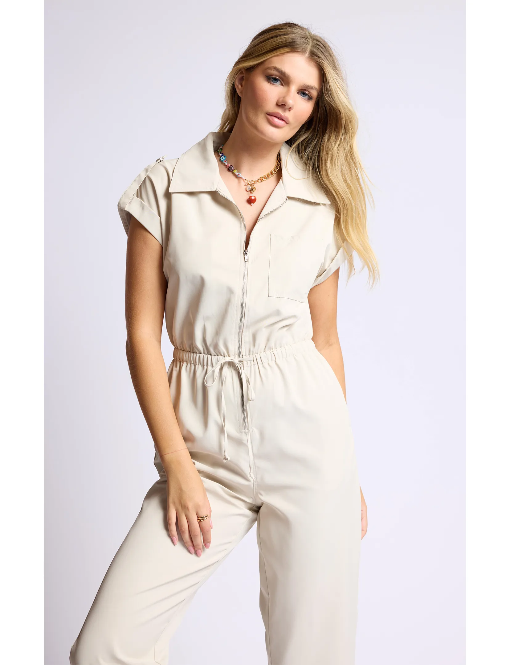 Farm Fresh Zip Up Jumpsuit, Natural