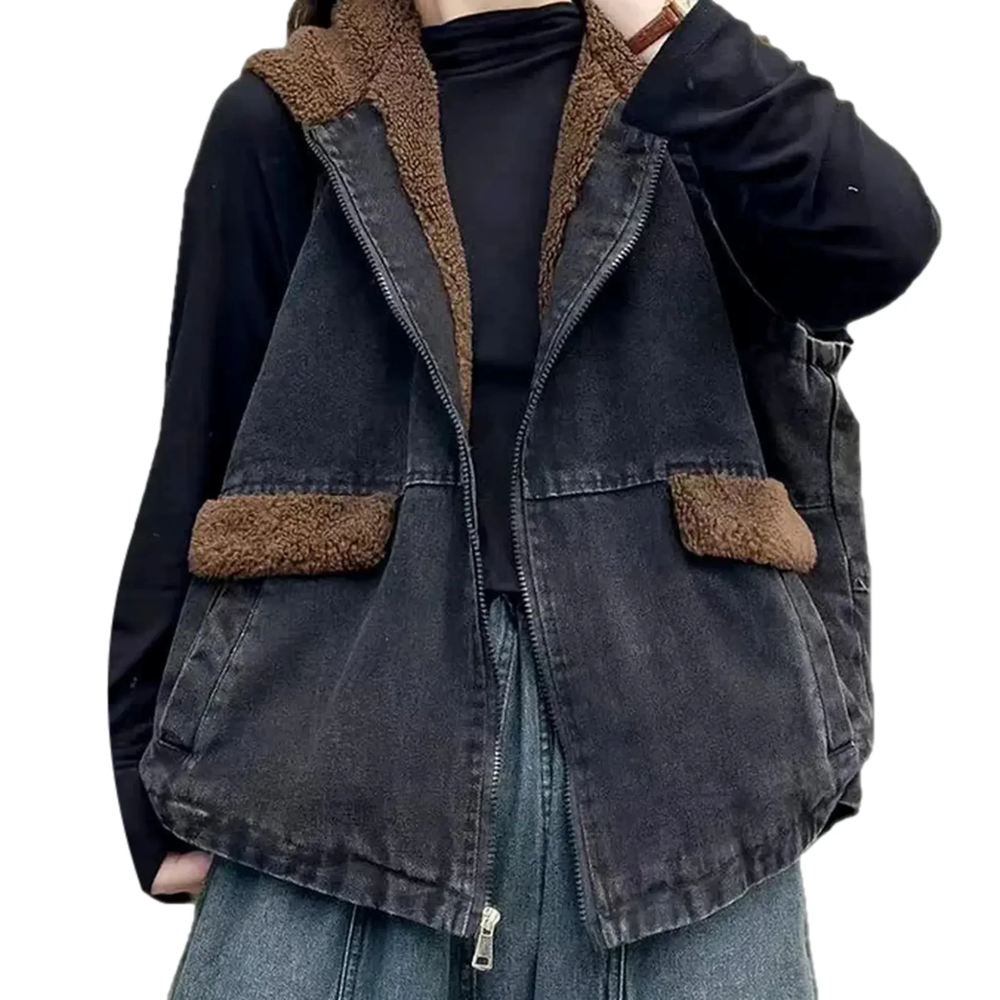 Fashion vintage oversized women's jean jacket