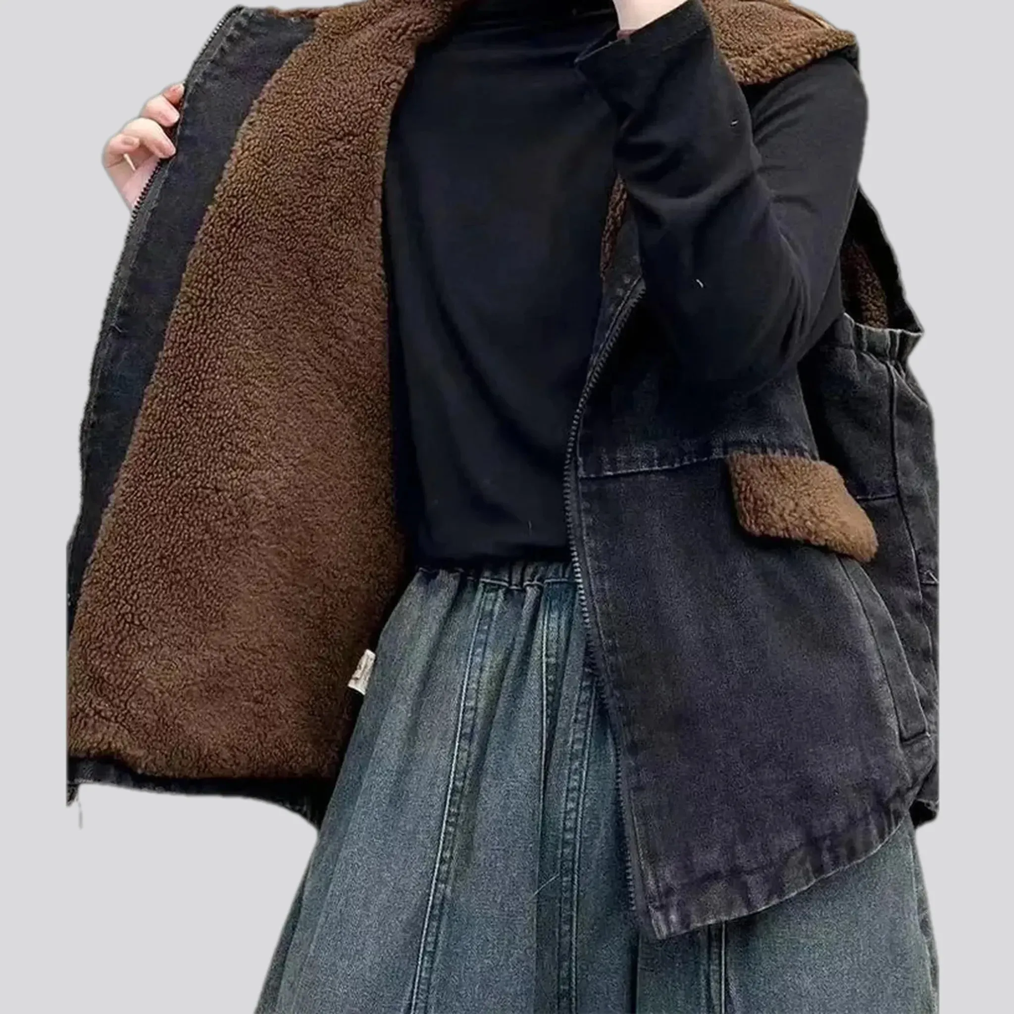 Fashion vintage oversized women's jean jacket