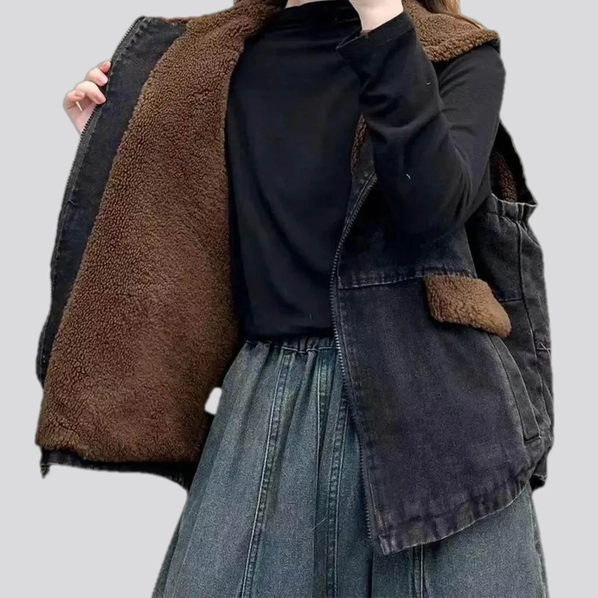 Fashion vintage oversized women's jean jacket