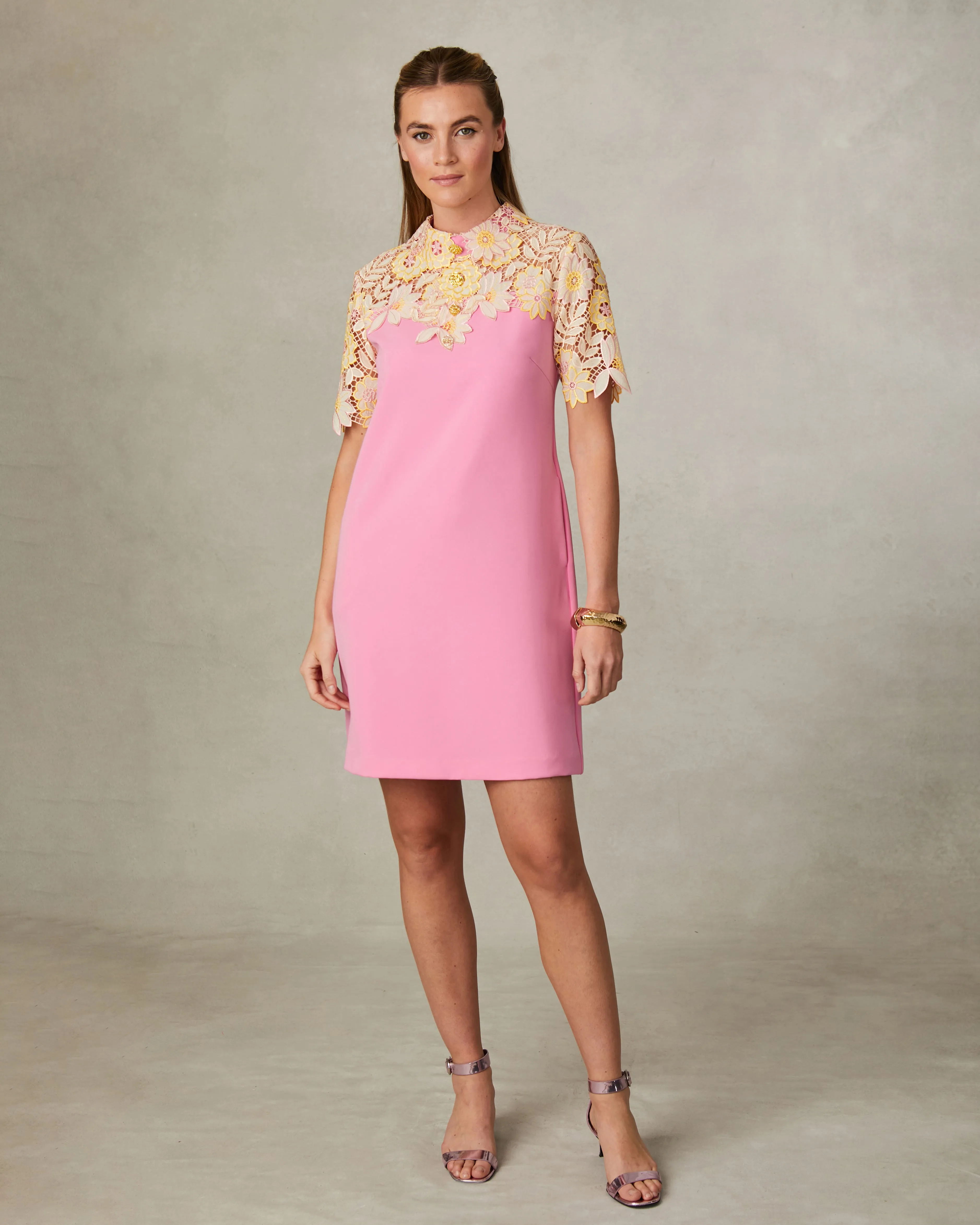 Fee G Sharma Lace Collar Shift Dress