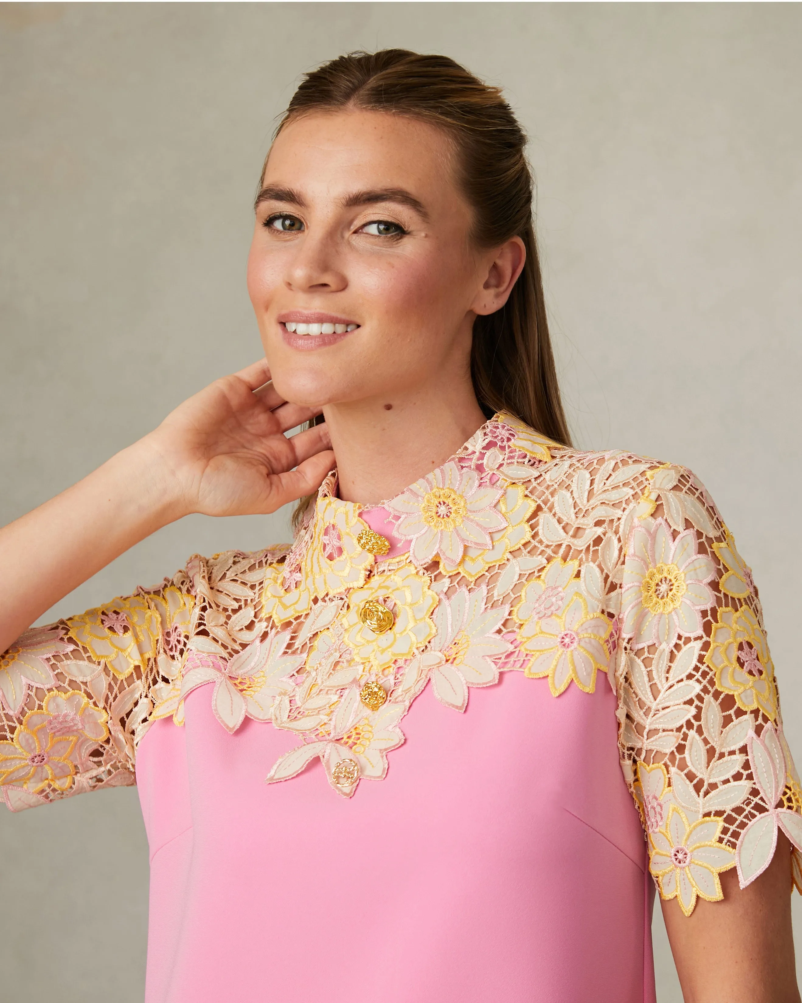 Fee G Sharma Lace Collar Shift Dress