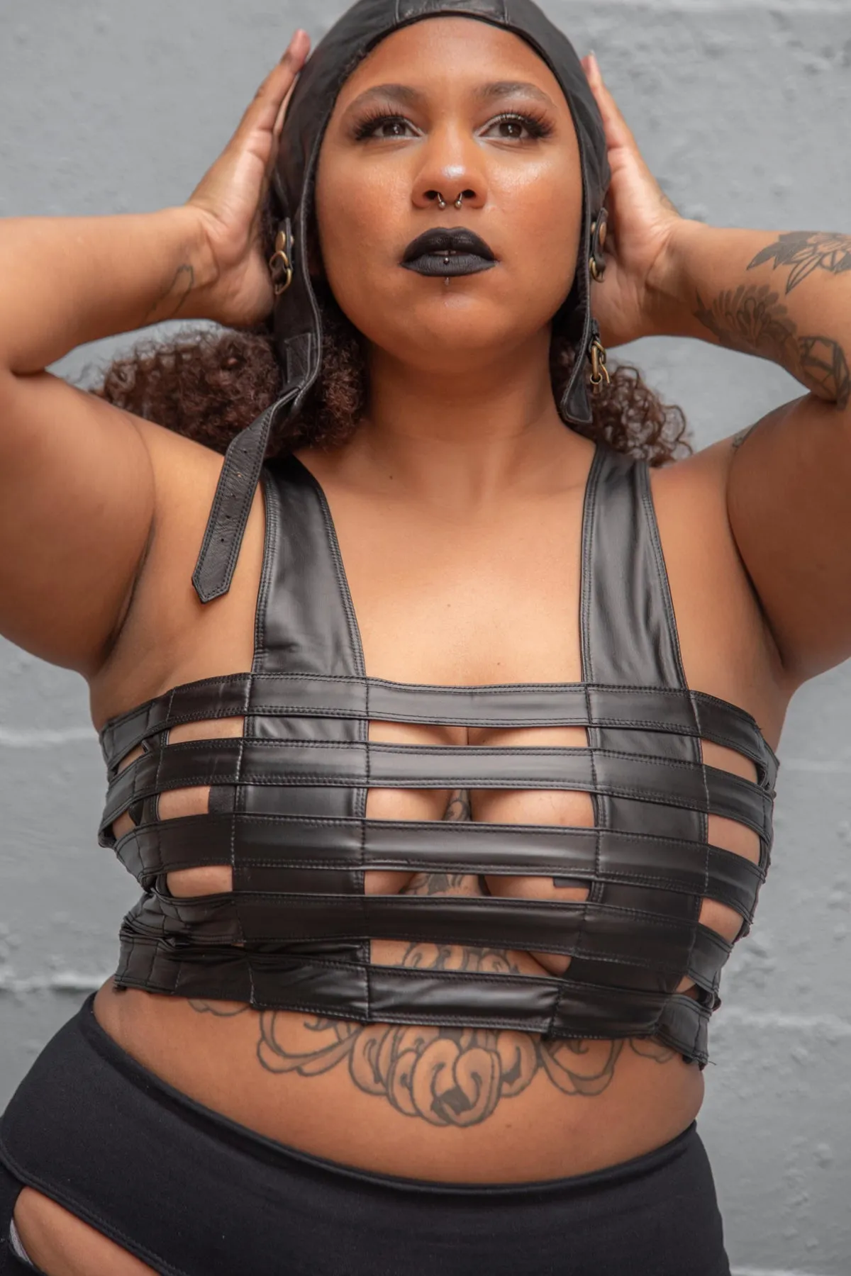 Five and Diamond Deluxe Cage Bra - faux leather