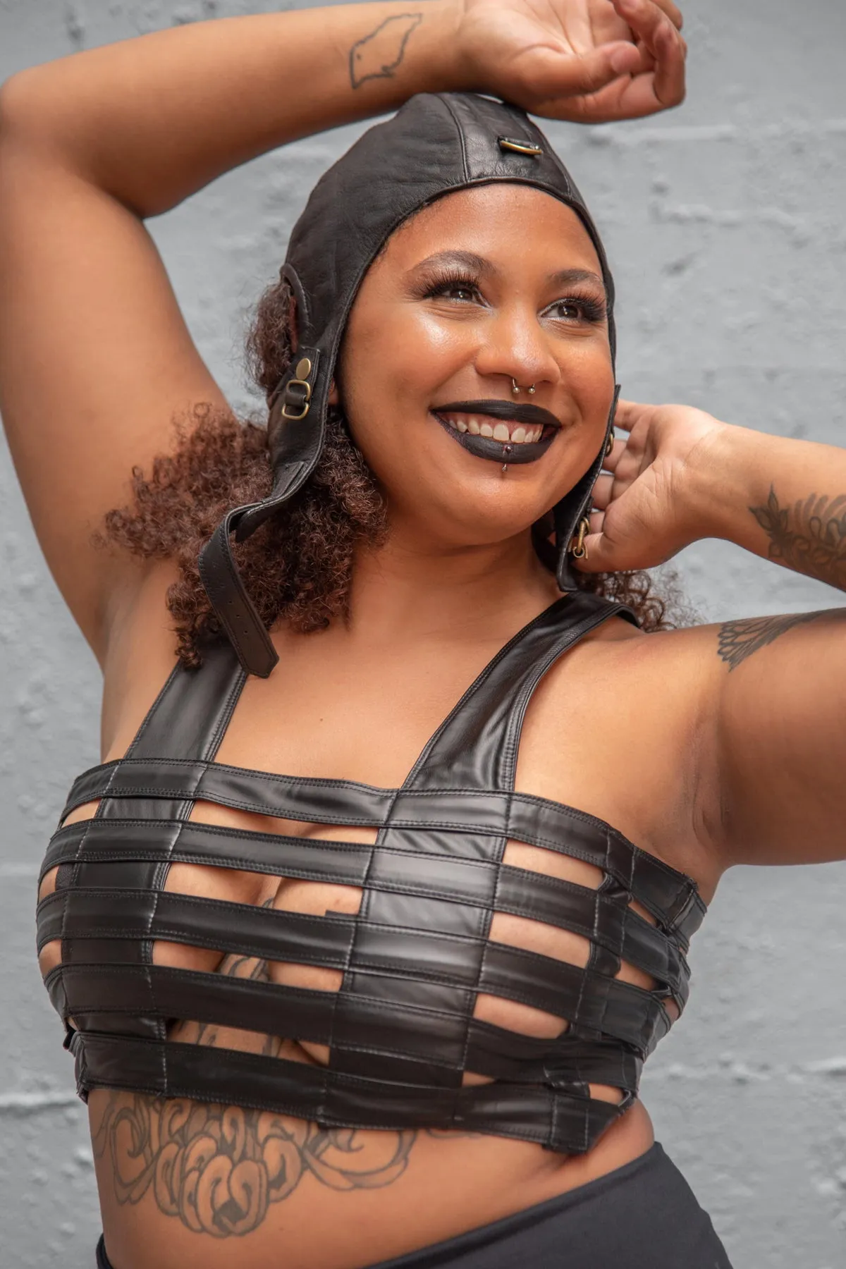 Five and Diamond Deluxe Cage Bra - faux leather