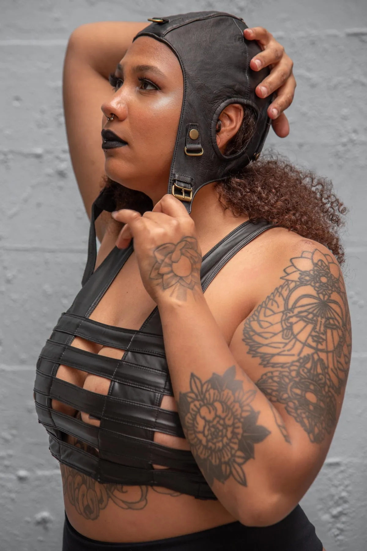 Five and Diamond Deluxe Cage Bra - faux leather