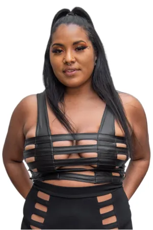 Five and Diamond Deluxe Cage Bra - faux leather