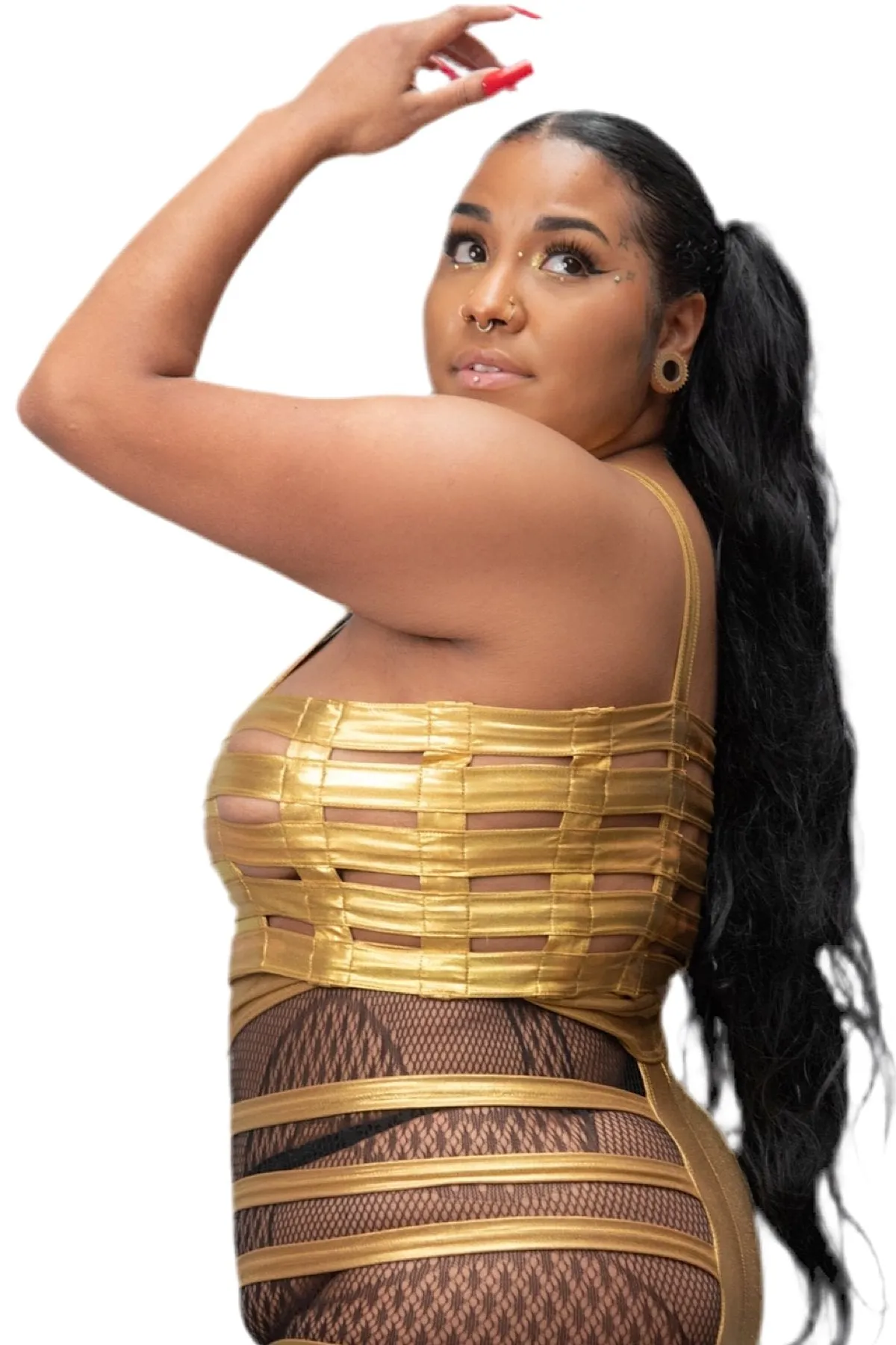 Five and Diamond Deluxe Cage Bra - gold foil