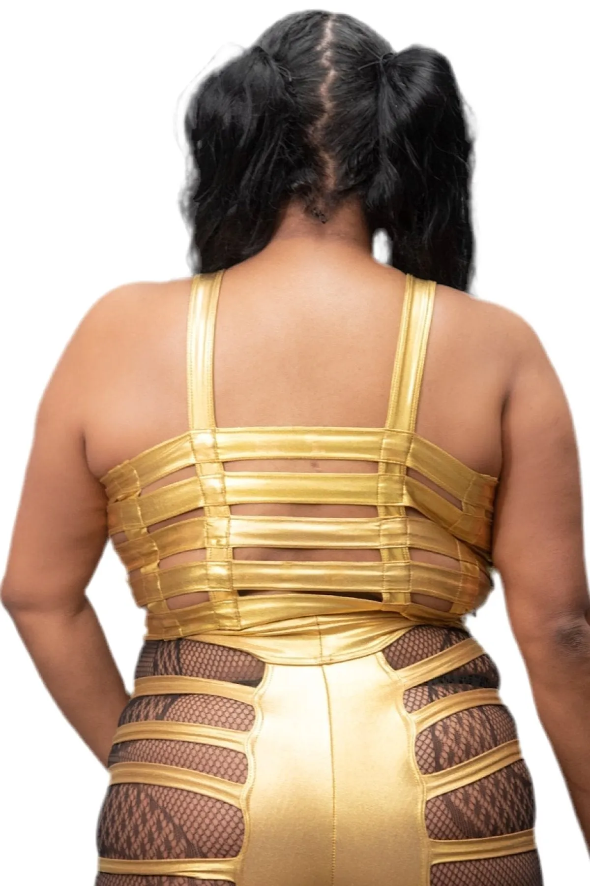 Five and Diamond Deluxe Cage Bra - gold foil