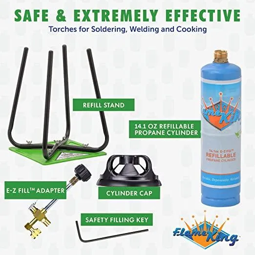 Flame King Eco Friendly Sustainable 1lb Refillable Propane Cylinder   Kit 14.1 oz