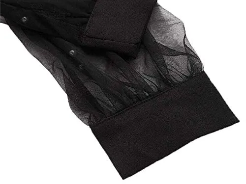 Floerns Women's Pearl Mesh Sheer Tops