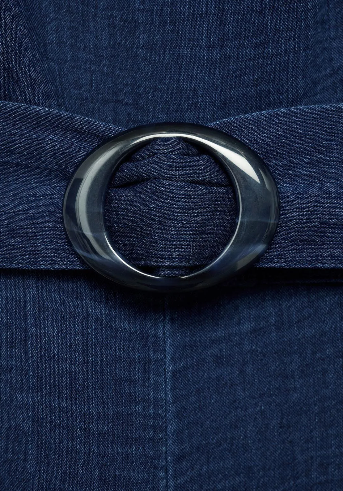 Fluid Denim Jumpsuit With Belt - Dark Blue