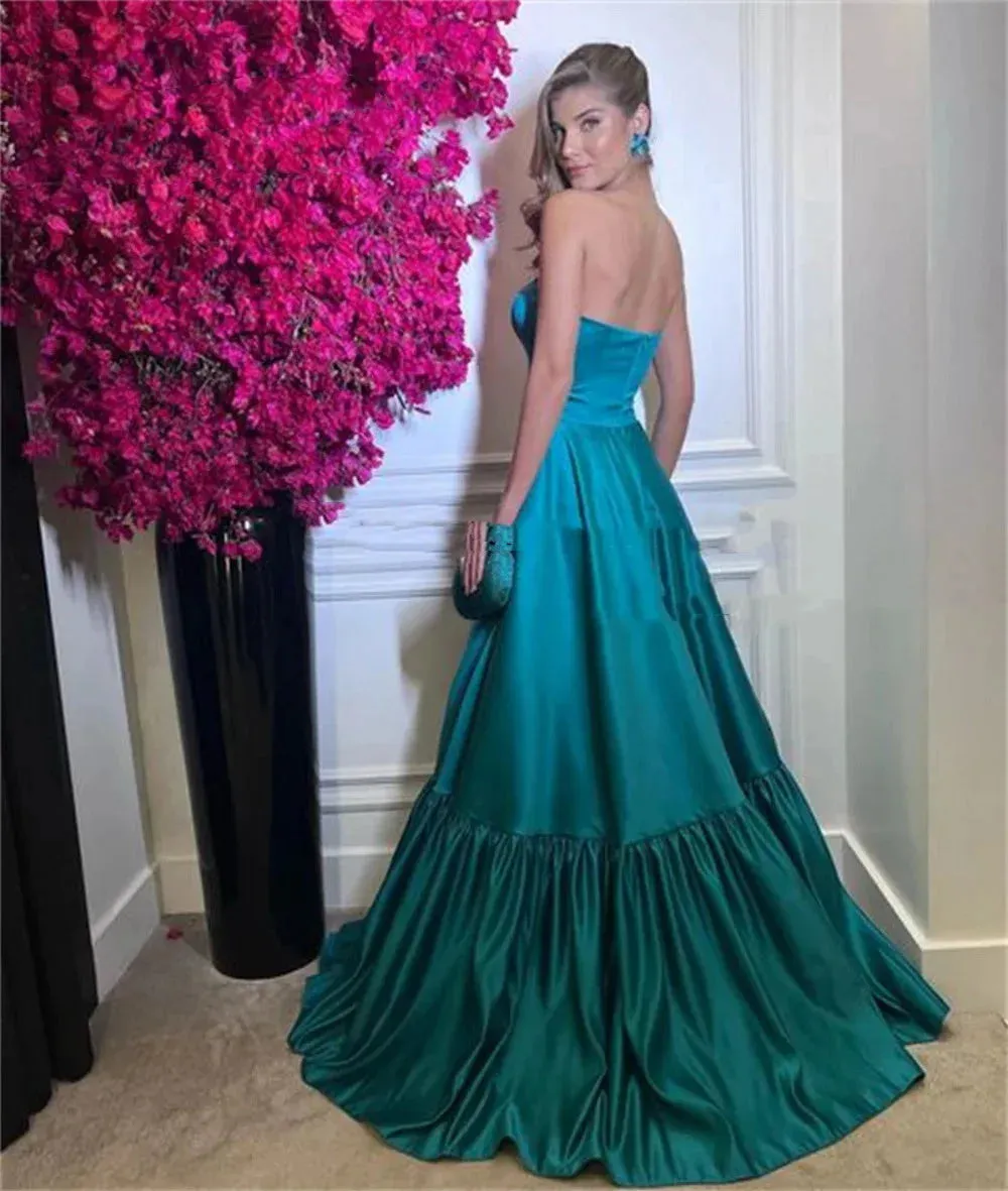 Formal Occasion Dresses Simple Silk A-line Prom Dress Sexy Strapless Silk A-line Party Dress