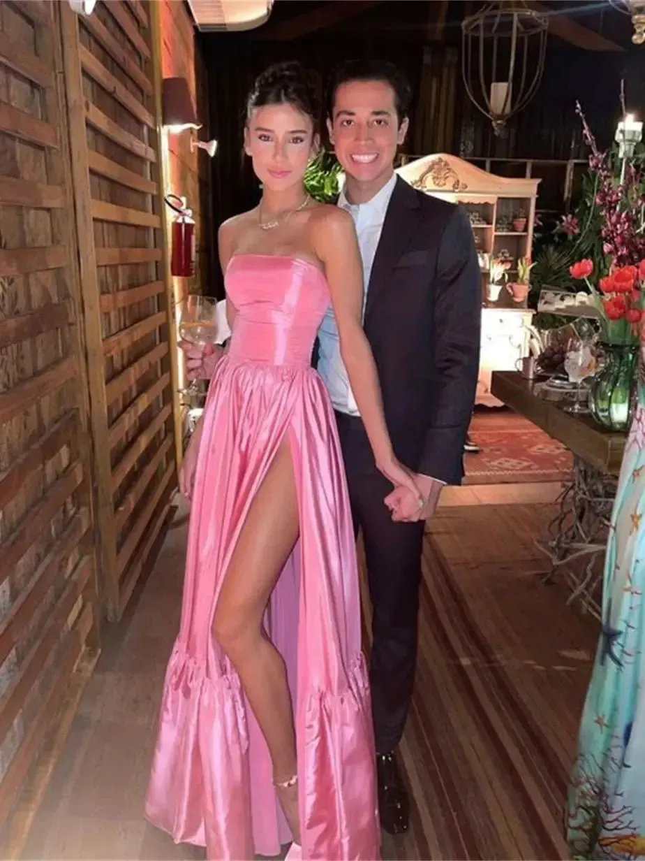 Formal Occasion Dresses Simple Silk A-line Prom Dress Sexy Strapless Silk A-line Party Dress