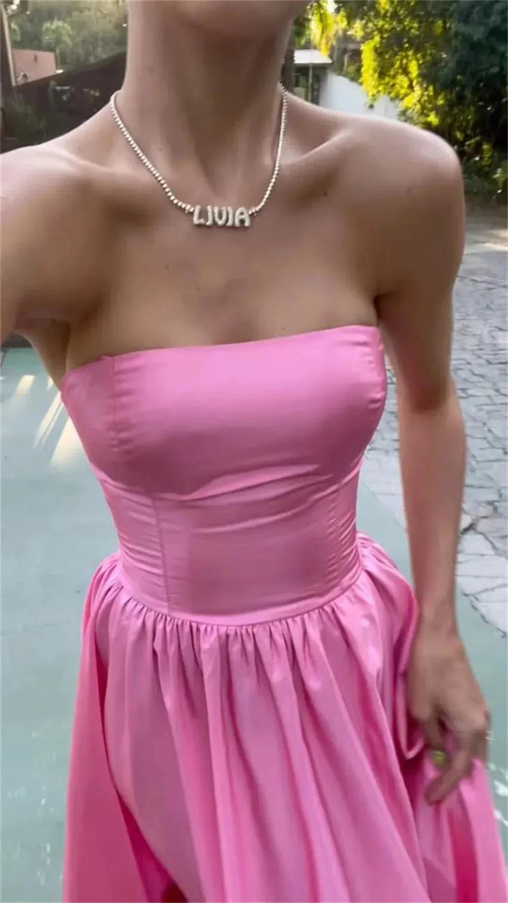 Formal Occasion Dresses Simple Silk A-line Prom Dress Sexy Strapless Silk A-line Party Dress