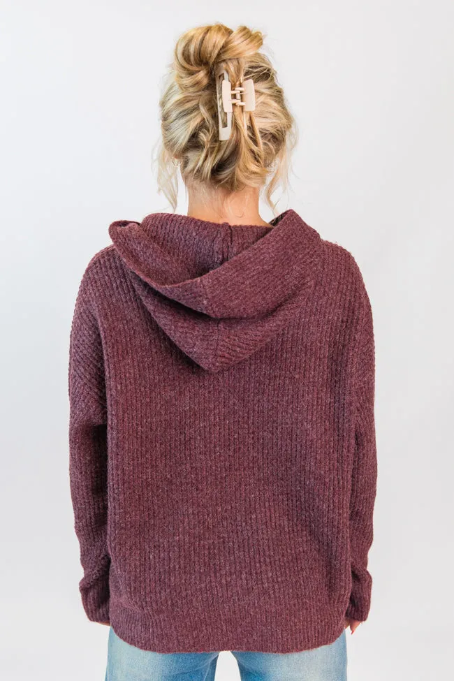 Found Your Love Wine Oversized Waffle Hooded Sweater FINAL SALE