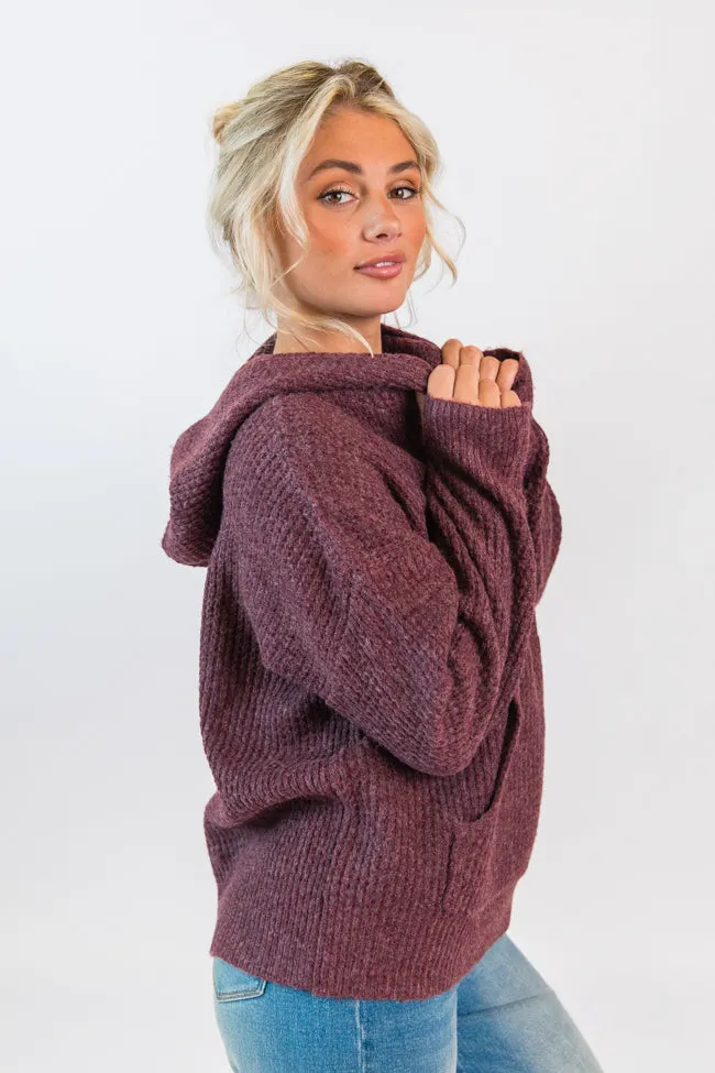 Found Your Love Wine Oversized Waffle Hooded Sweater FINAL SALE