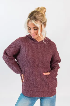 Found Your Love Wine Oversized Waffle Hooded Sweater FINAL SALE