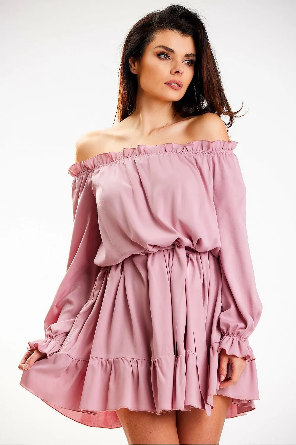 Frilled Sleeve A-Line Dress