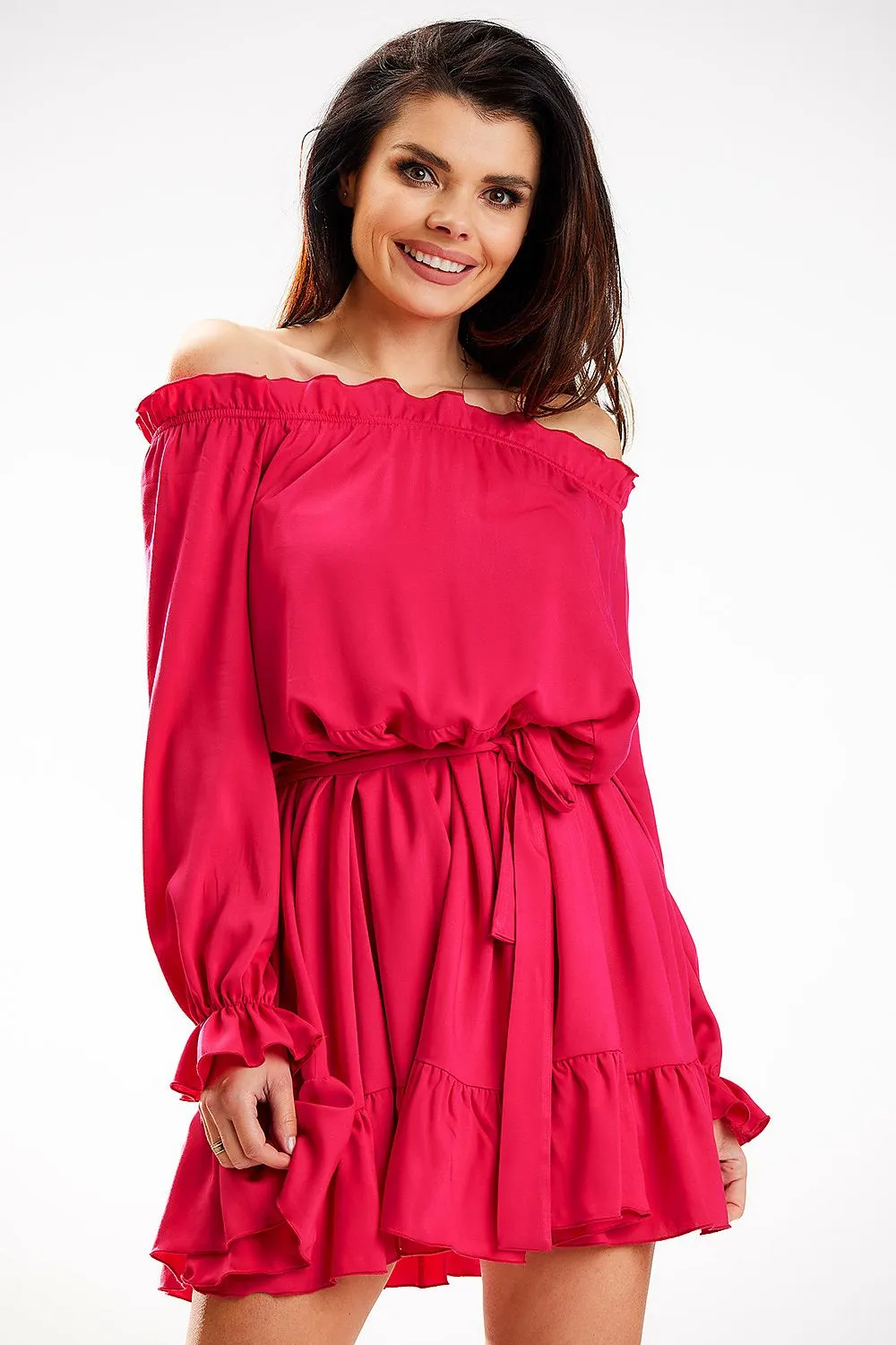 Frilled Sleeve A-Line Dress