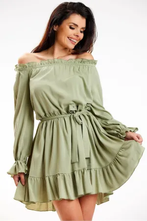 Frilled Sleeve A-Line Dress