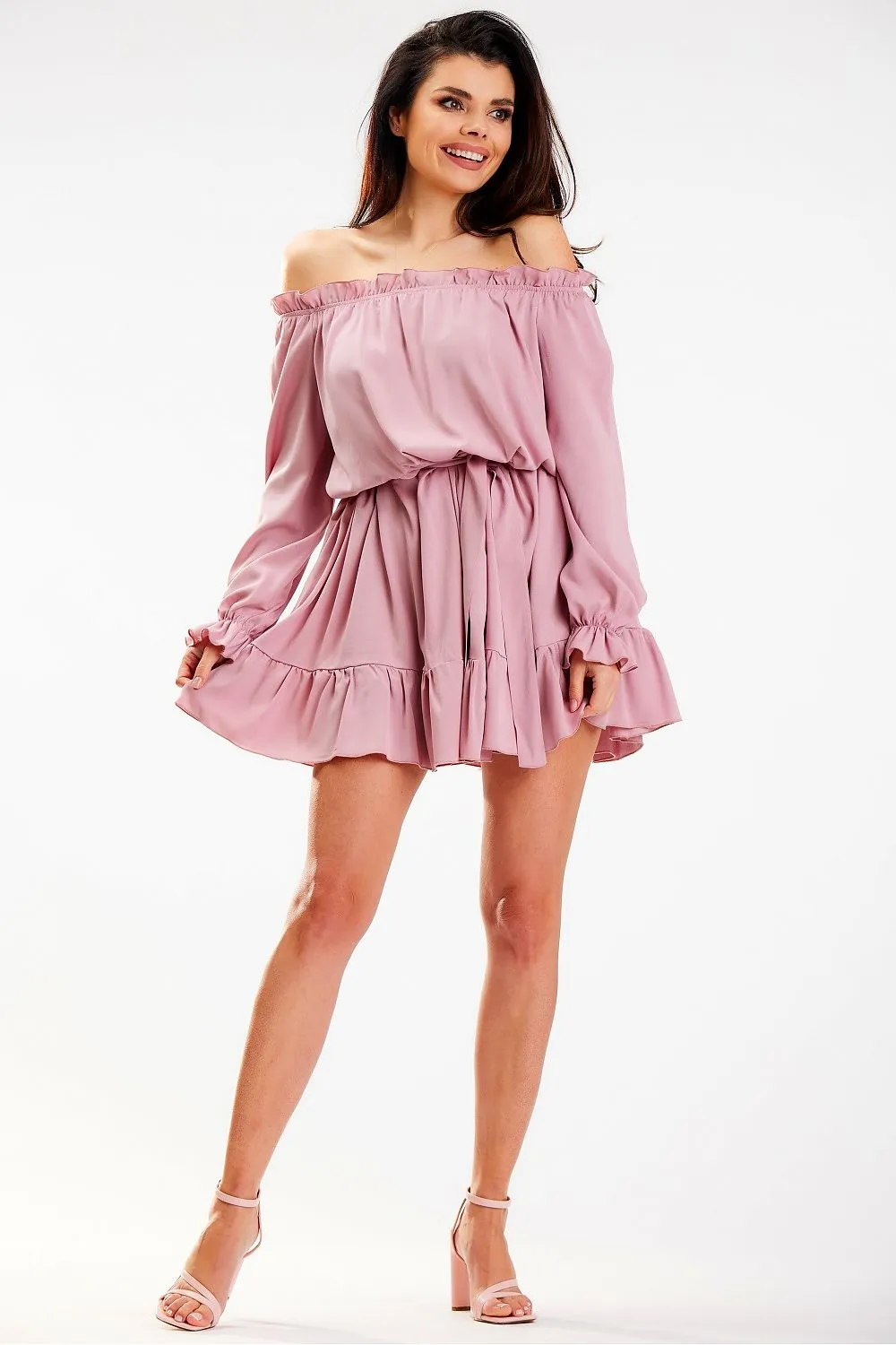 Frilled Sleeve A-Line Dress