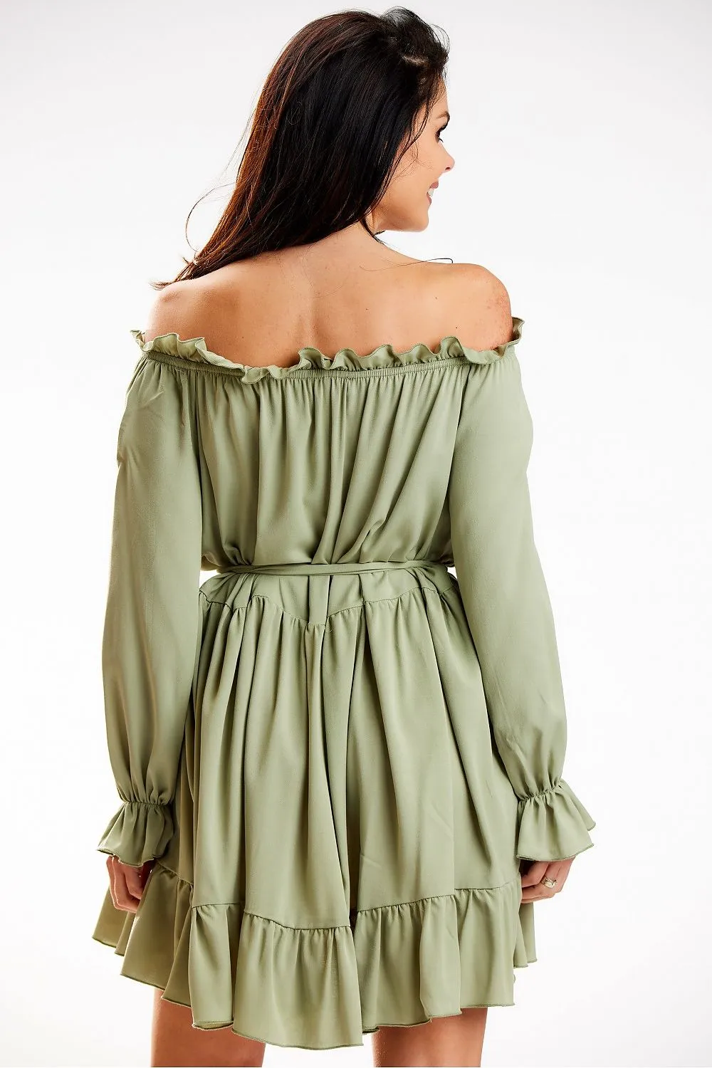 Frilled Sleeve A-Line Dress
