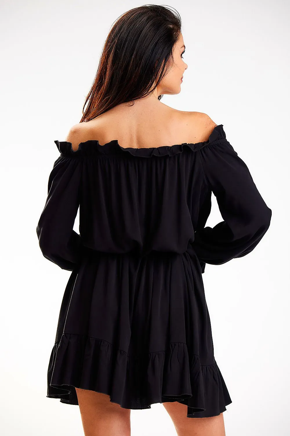 Frilled Sleeve A-Line Dress