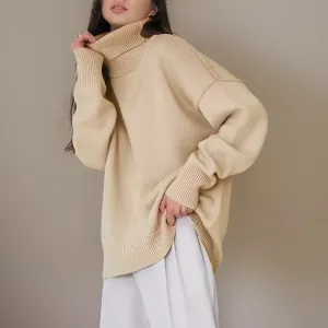 Geneva | Women Oversized Roll Back Turtle Neck | Warm