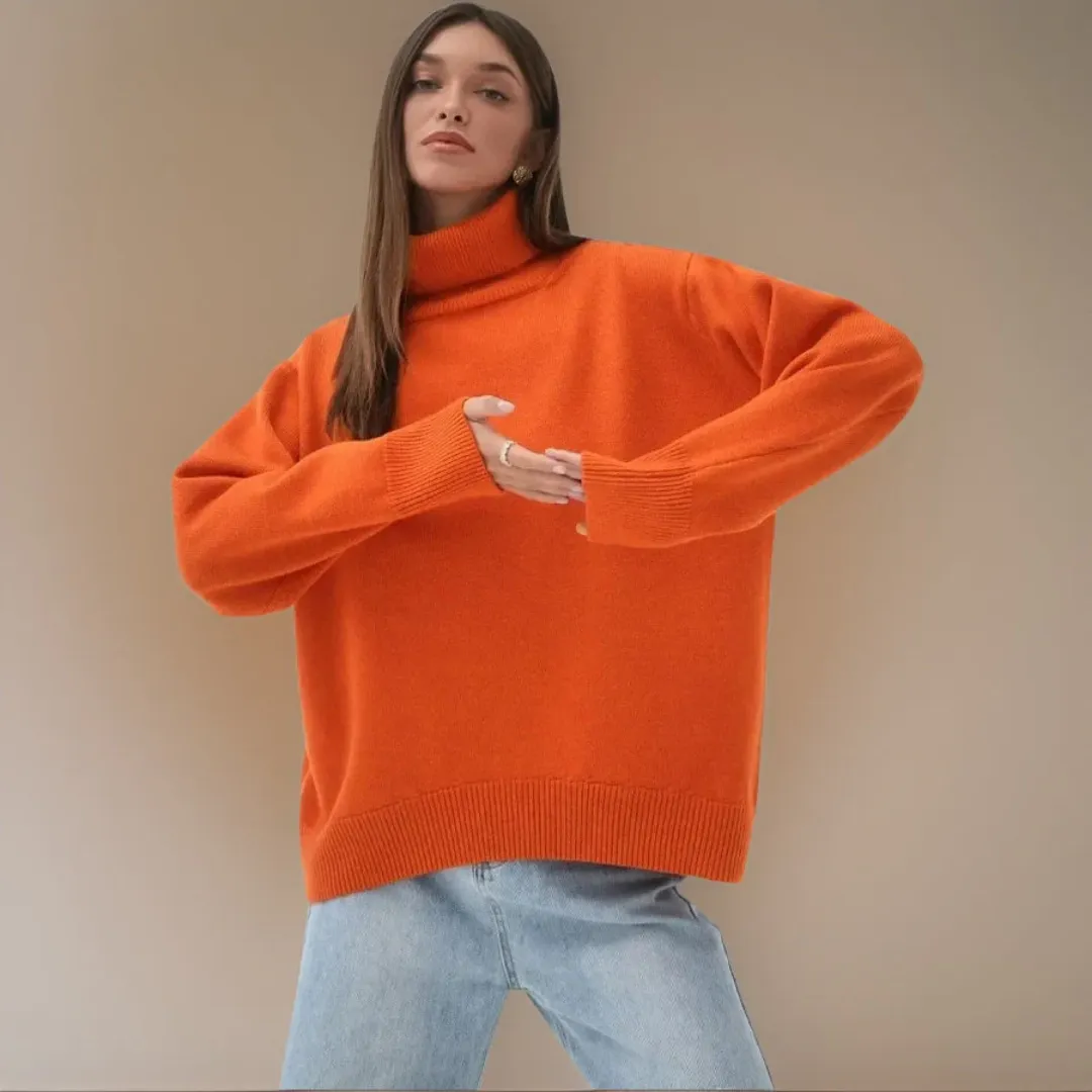 Geneva | Women Oversized Roll Back Turtle Neck | Warm