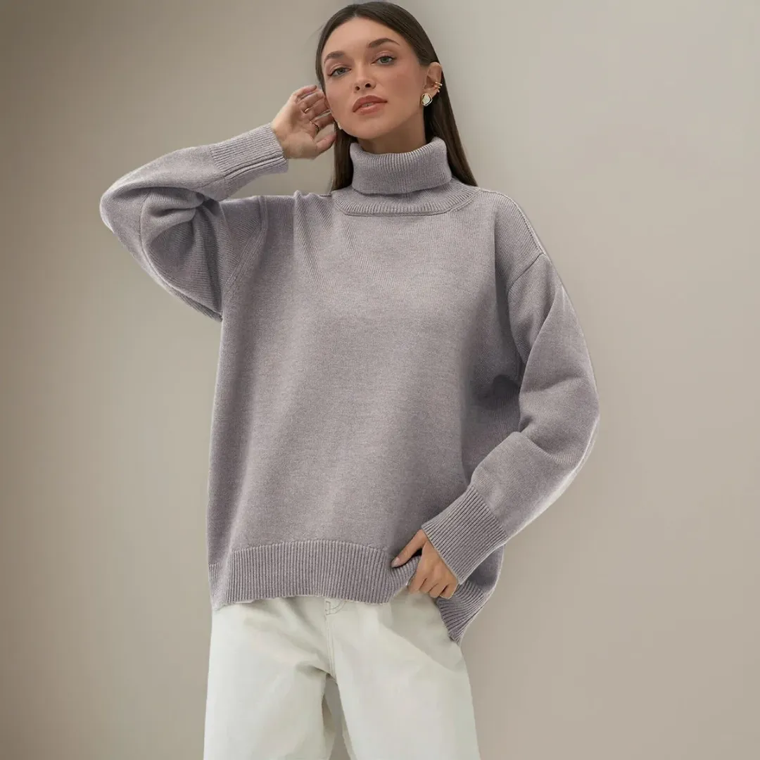 Geneva | Women Oversized Roll Back Turtle Neck | Warm