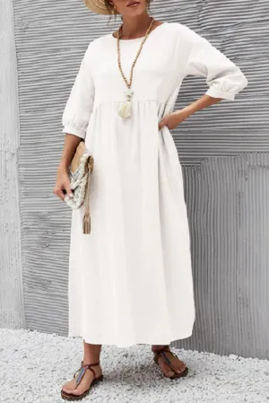 Ginny - Plain casual dress with O-neck and A-line.