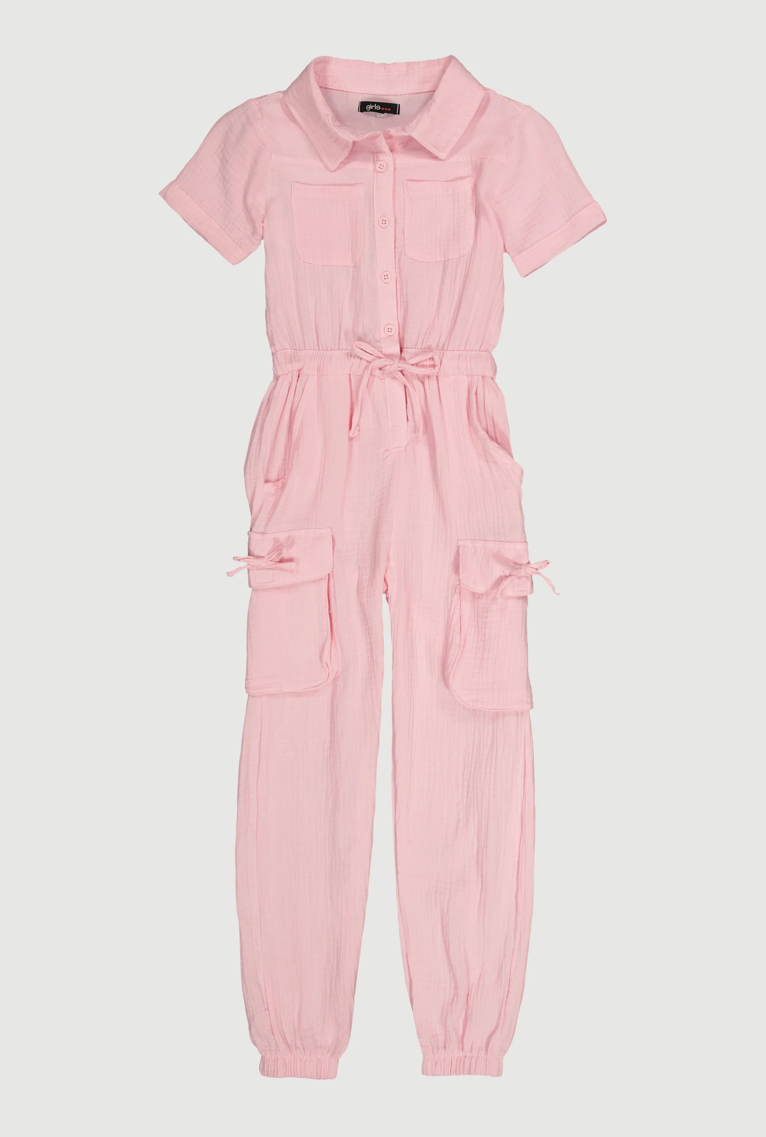 Girls Gauze Knit Utility Jumpsuit