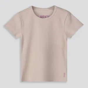Girls Ribbed Tee _ 159701 _ Stone