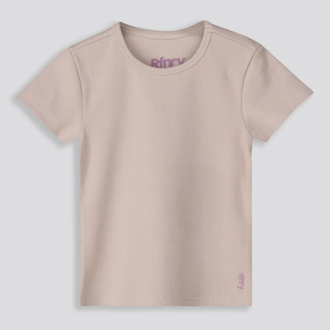 Girls Ribbed Tee _ 159701 _ Stone